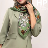 روسری نخی سیا اسکارف قواره 100 گلدار شیک