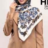 روسری نخی سیا اسکارف قواره 100 گلدار شیک