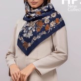 روسری نخی سیا اسکارف قواره 100 گلدار شیک