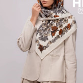 روسری نخی سیا اسکارف قواره 100 گلدار شیک