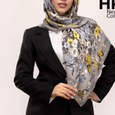 روسری نخی سیا اسکارف قواره 100 گلدار شیک