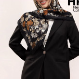 روسری نخی سیا اسکارف قواره 100 گلدار شیک