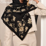 روسری نخی قواره 125 وسط ساده گل دار