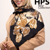 روسری نخی طرح گل دار قواره 100 سیا اسکارف