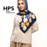 روسری نخی طرح گل دار قواره 100 سیا اسکارف