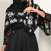 روسری نخی قواره 125 وسط ساده گل دار