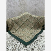 روسری حریر نخ گارزا قواره 100 چهارخونه طرح سنتی