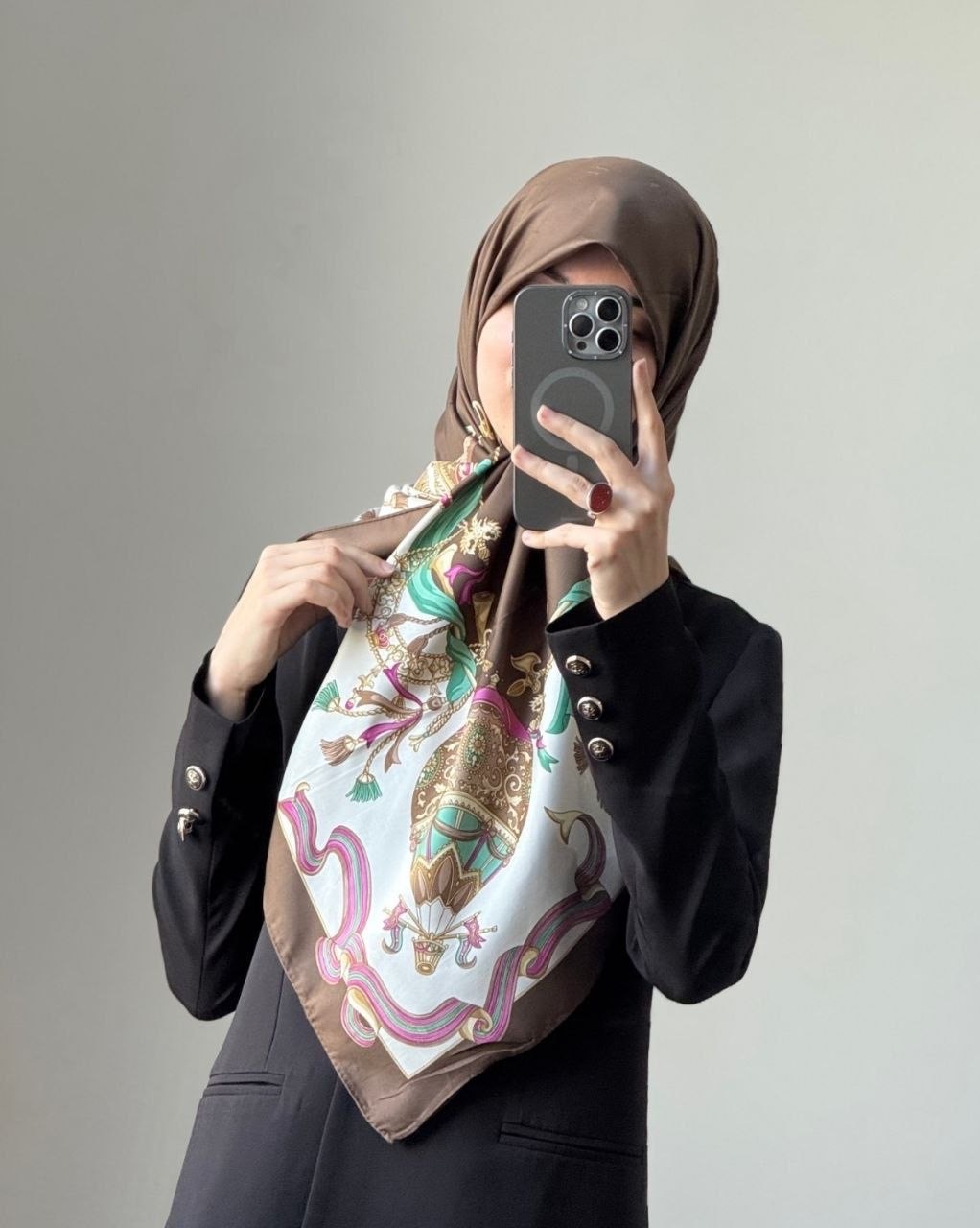 روسری ابریشم ژاکارد وارداتی وسط ساده شیک و خاص